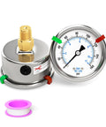 Stainless Steel Dry Low Pressure Gauge Back Mount 2 Inch Dial 0-160 Psi Dual Scale NPT Quarter Inch Thread Waterproof