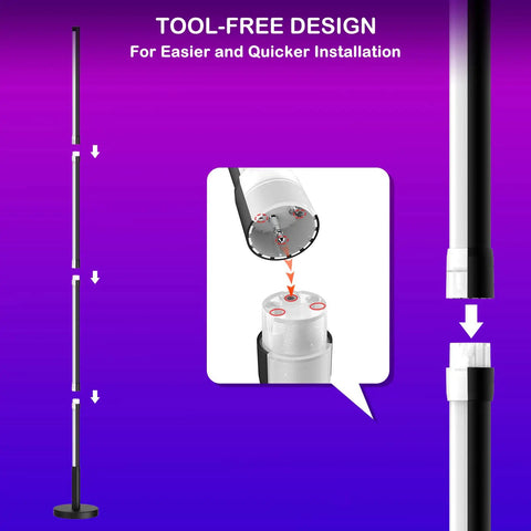 Smart RGB Corner Floor Lamp With WiFi App Control Alexa And Google Assistant 16 Million Color Options Tool-Free Assembly