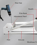 Upgrade your packaging game with this pro shrink wrapping machine featuring a heat gun, film rack, and silicone material.