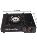 8500 BTU Portable Butane Stove With Auto Ignition For Camping, dimensions 13.5x11x4.5 inches, with safety lock and control knob