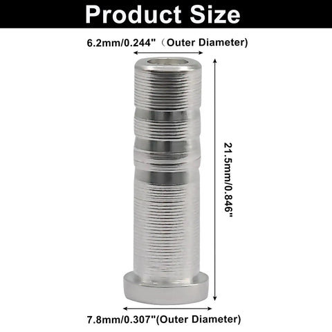 Aluminum Arrow Inserts for 6.2mm Carbon Arrows 12 Pack, showing product dimensions 6.2mm outer diameter and 21.5mm length
