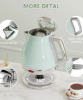 Electric Tea Kettle 1500W 1L Fast Boil Stainless Steel BPA Free Teapot With Auto Shut Off Boil Dry Protection Retro Small Design