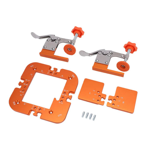 Precision Router Corner Radius Template Set R20 R25 R30 R35 With Secure Board Locking Clamp For Woodworking Slot Positioning heavy-duty aluminum clamps and template.