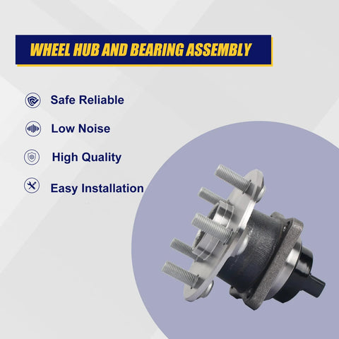 512217 Rear Wheel Bearing And Hub Assembly For 2003-2008 Pontiac Vibe, 2000-2009 Toyota Celica, Corolla, Matrix, Prius, And 2005-2010 Scion Tc With 5 Lug Bolts And ABS, side view