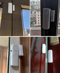 Super Loud 90dB Door And Window Alarm Pack Of 13 For Kid Safety Magnetic Sensor Home Security Alarm shown installed on windows