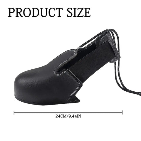 Built Different Steel Toe Safety Shoe Covers With Grind Ready Cowhide Leather No Sweat Adjustable Straps Kick Proof Rubber Soles For Construction Crews And All Day Worksite Comfort