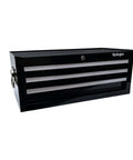 Three Drawer Portable Metal Tool Chest With Locking Cam 26 Inch Mid Size Cabinet Ball Bearing Drawer Slides Steel Tool Storage Box Organizer Black Heavy Duty