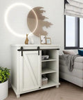 3 Foot Super Mini Sliding Barn Door Hardware Kit For Single Door TV Stands And Small Cabinets With J Shaped Hanger Installed