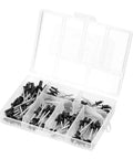 120 Piece Aluminum Blind Rivet Kit With M2.4, M3, M4 Sizes In A Handy Storage Box, Built For Auto Trim, HVAC Ducts, Electronics Enclosures, And Marine Projects, Works With Pneumatic, Electric, And Manual Rivet Guns, clear organizer box with assorted aluminum blind rivets