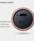 Close-up of Motion Sensor LED Night Light Magnetic USB Rechargeable showing mode switch and DC5V input port.