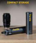 Slick Electric Screwdriver Set With Push To Release Trigger And RevoStor Magnetic Rotation Compact Precision Driver Kit For Straight Up Effortless Tech Jobs in compact storage.