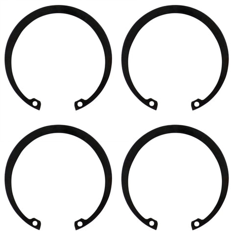 Four black metal wheel bearing spacer rings with mounting holes, size 44x72x33.
