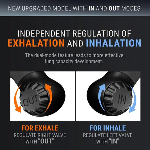 Dual Resistance Breathing Trainer For Athletes And Fitness Fans Silicone Lung Exerciser With Portable Design VO2 Max Boost Built In Workout Program Improve Lung Capacity And Breath Control On The Go with IN and OUT mode valves