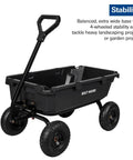 Heavy Duty Poly Garden Dump Cart With 900 Pound Capacity, 5 Cu Ft Bed, 10 Inch All Terrain Pneumatic Wheels, Quick Release System