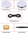 All In One Jewelry Repair Kit With Pliers, Beading Tools, Elastic Wire And Cord, 450 Beads And Supplies at home essentials including cords and tools.