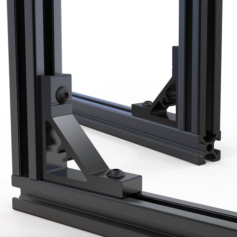 Beefy Industrial Grade Heavy Duty Corner Brackets For 2020 Series Aluminum Extrusion Profile With Screws And M5 T Slot Nuts installed
