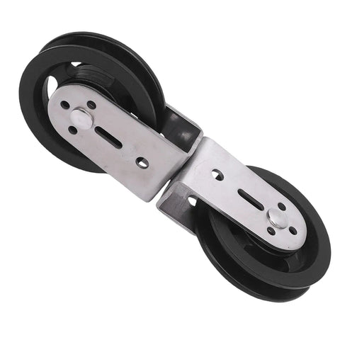 Dual Pulleys for Home Gym Cable Machines with 360 Degree Rotating Steel Pulley Wheel and Quiet Bearing Pull Down Attachment Ideal for DIY Weight Lifting and Cable Training, double pulley unit, steel and nylon