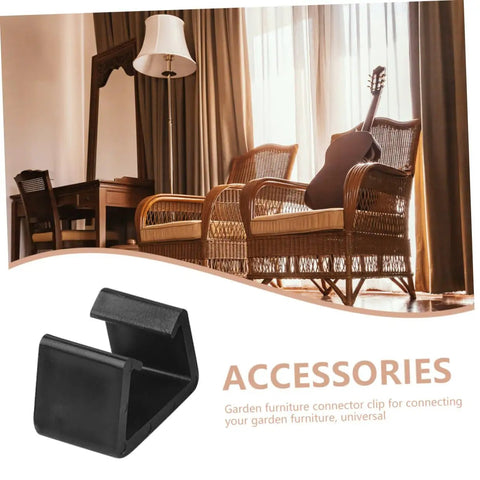 8 Pieces Rattan Furniture Clips Outdoor Sofa Sectional Connectors with black clip and wicker chairs in living room