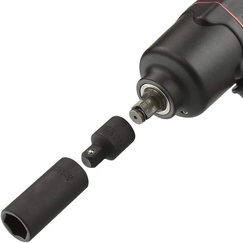 Front view of Utoolmart 3/8 in drive to 1/4 in socket adapters, Cr-V, black, 2-piece set