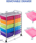15 Drawer Rolling Storage Cart With Lockable Wheels A Handy Multipurpose Rainbow Organizer with removable drawers displayed