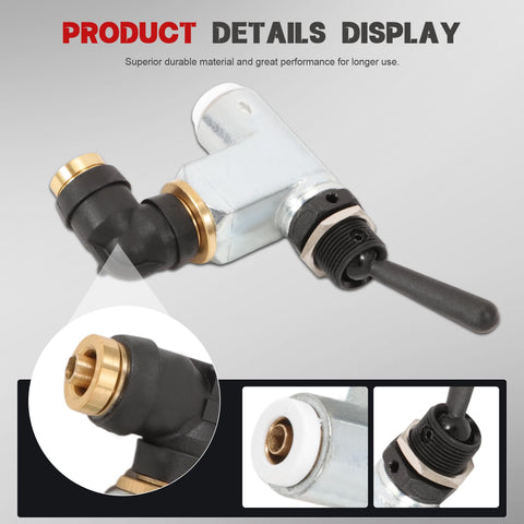 Air Toggle Switch Pneumatic Control Valve Direct Replacement For Peterbilt Kenworth International LT Series Trucks One Quarter Inch Port 379 389 Easy Install Air System Upgrade galvanized steel 90° elbow