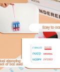 Nifty Six Piece Self Ink Rubber Stamp Set With Vivid Red And Navy Blue Office Stamps in portable case for easy carrying.