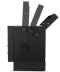 Side view of Top Shelf 7500 Watt Hardwired Garage Heater With Smart Remote And Smooth Vertical Horizontal Airflow Matte Black Finish.