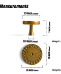 Six Pack Antique Brass Cabinet Knobs With Backplates In Zinc Alloy, dimensions and weight details, Flowcrest style hardware