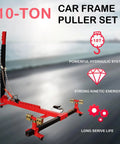 10 Ton Beefy Car Frame Puller Set With 4409 Lb Loading Capacity Auto Body Frame Straightener