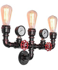 Water Pipe Wall Lamp Steampunk Sconce Three Light Vintage Rustic Copper Color Wall Mount Fixture With E26 Socket