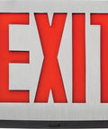 S1R Face LED Exit Sign With Aluminum Housing In Black And Silver, Universal Mounting For Corridors Lobbies And Offices, shown front view