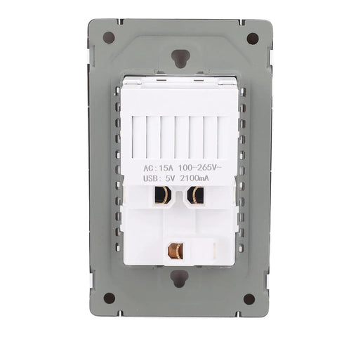 Slick Dual USB Wall Outlet With Type C Port, Heavy Duty Flame Retardant PC Faceplate Electrical Receptacle For Home Living Room And Bedroom, Compact Modern Charging Socket With US Plug, Built Tough For Safe Everyday Power, shown from the front with visible USB ports.