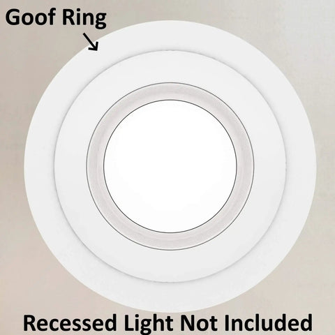 Gloss White Goof Trim Rings For Recessed Lighting Cans Kick Ugly Ceiling Gaps To The Curb While Hiding Torn Drywall With A No Stress Install For Five Or Six Inch Housing.