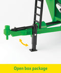 Close-up of hitch mechanism on One Sixteenth Scale Big Farm 7430 Tractor With Grain Cart Toy Set Featuring Lights And Sounds For Kids