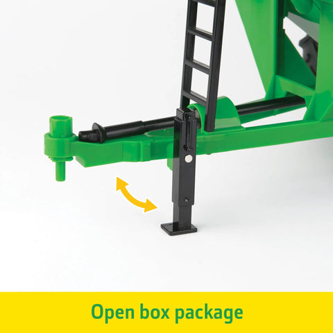 Close-up of hitch mechanism on One Sixteenth Scale Big Farm 7430 Tractor With Grain Cart Toy Set Featuring Lights And Sounds For Kids