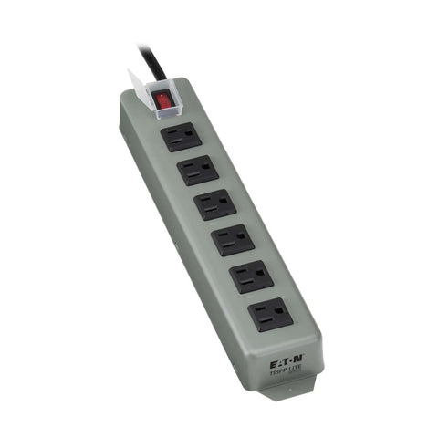 Heavy Duty Power Strip With 6 Right Angle Outlets In All Metal Housing Mountable On Wall Or Under Desk 15 Foot Extension Cord On Off Switch Cover Ideal For Industrial Garage Use UL24RA15