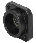 Beefy FF12 End Bearing Block in carbon steel, 12mm inner diameter, angled view
