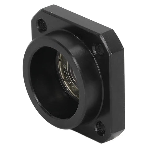 Beefy FF12 End Bearing Block in carbon steel, 12mm inner diameter, angled view