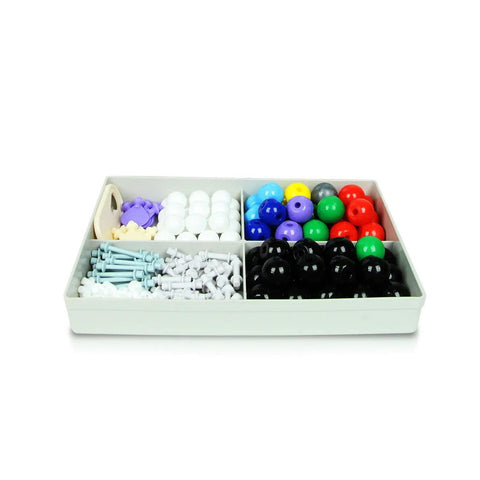 Tray of Organic Chemistry Model Kit For Students And Teachers With Atom Configurations And Bonds, 72 Color Coded Plastic Atoms.