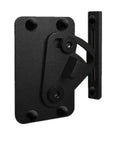No Sweat Black Carbon Steel Sliding Barn Door Latch Lock With Slick Powder Coated Finish For Smooth Pocket And Rugged Garage Security Installation, close-up view showing latch mechanism.
