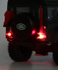 LED Headlights and Taillights Kit for TRX4M 1/18 RC Crawler Car Upgrade Parts White and Red With Clean Wiring 10 Wire Clips Easy Install Realistic Look Cool Upgrade showing red taillights.