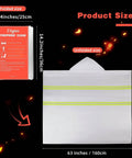 Folded and unfolded Emergency Fireproof Hooded Cloak For Quick Fire Escape, Life Saver Silver Silicone Coated Fiberglass Fire Blanket 59 By 63 Inches, showing dimensions.