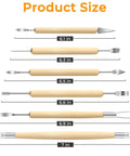 Six Pack Clay Tools Kit For Pottery And Sculpting With Wooden Handles And Stainless Steel Tips A Dope Set shown with sizes