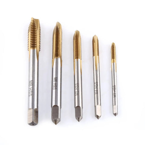 Grab This Premium M8 Metric HSS Thread Tap Kit With Forward Chip Ejection And Hard Coating For Rugged Repair Jobs And Serious Cutting Tasks That Need Top Tier Durability And Precision In Every Single Screw Operation. five-piece M8 HSS taps