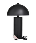 Black Metal Table Lamp With Dome Shade Modern Living Room Accent Light Durable Iron Construction 14x14x22 Inches Sleek Minimalist Design with cord