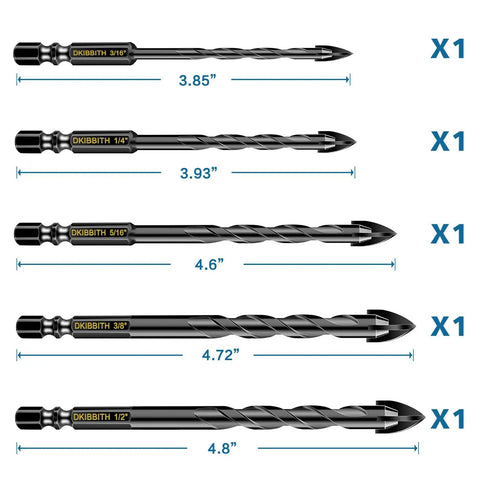 DIY Friendly Masonry Drill Bit Set For Tile Brick Glass Wood With Tungsten Carbide Tips And Hex Shank 10 Piece Kit