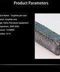 Graphite braided packing rope, side view, 3/8 x 3/8 in, 12 ft, high-temp valve seal material