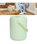 Compact 3L Portable Washing Machine With Quick Spin Cycle For Underwear Socks And Delicates Hassle Free On The Fly Laundry Tool Perfect For Dorms RVs Campers And Tiny Apartments Green, shown with lid and strap.