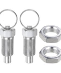 2 Pack M16 Spring Plunger Pins M16 X 1.5 Thread 0.96 Inch Body 10 Millimeter Pin Flat Head High Carbon Steel with nuts