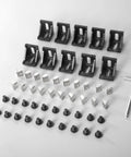 Ten Pack 90 Degree Corner Bracket Connector Set For 3030 Aluminum Extrusion, 8mm Slot, Solid Cast Aluminum, M6 T-Nut Shrapnel Style Fastening, Black Finish, Heavy Duty, Rust Resistant, Perfect For 3030 Profiles with brackets, screws, nuts, and wrench